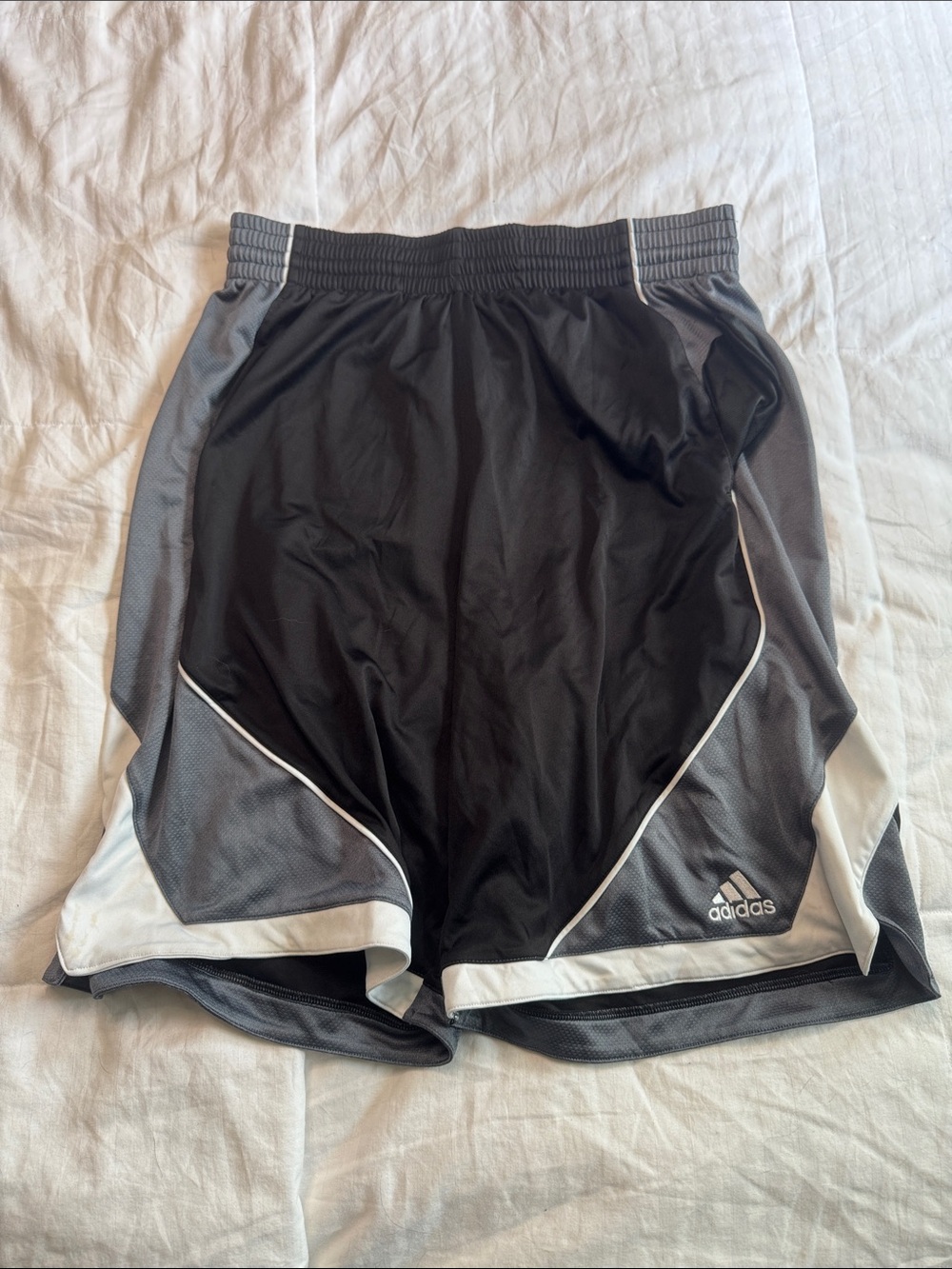 adidas Black, Gray & White Athletic Mesh Shorts